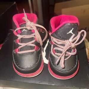 Jordan Kids Black and Pink Sneakers
